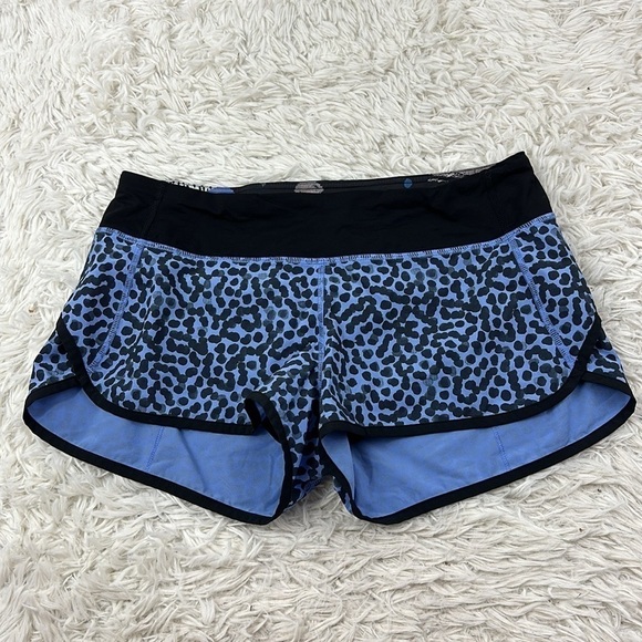 Lululemon Run: Speed Short *4-way Stretch Ace Spot Lullaby Black / Black - Picture 1 of 5